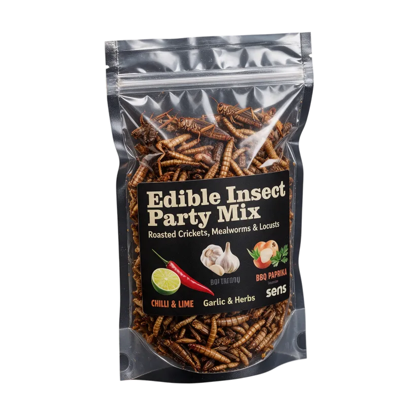 Edible insect party mix (roasted crickets, mealworms and locusts), SENS, 30 g