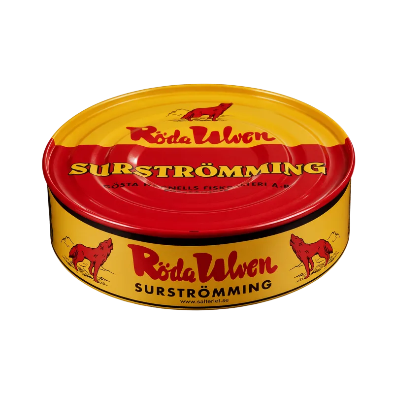 Surstromming fermented herring in a traditional tin